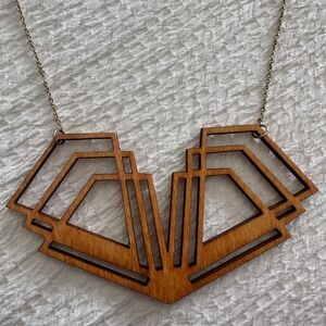 Vintage geometric wooden necklace